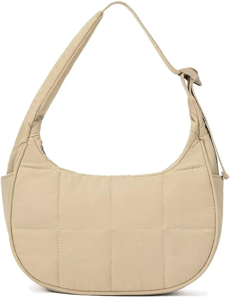 Small Crescent Puffer Purse Shoulder Bag for Women Nylon Quilted Purses Bag Adjustable Shoulder Strap Puffy bag