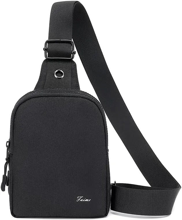Small Crossbody Bag, Sling Bags for Men Women, Mens Crossbody Bag with Adjustable Strap, Chest Bag for Running, Hiking (Black)