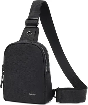 Small Crossbody Bag, Sling Bags for Men Women, Mens Crossbody Bag with Adjustable Strap, Chest Bag for Running, Hiking (Black)