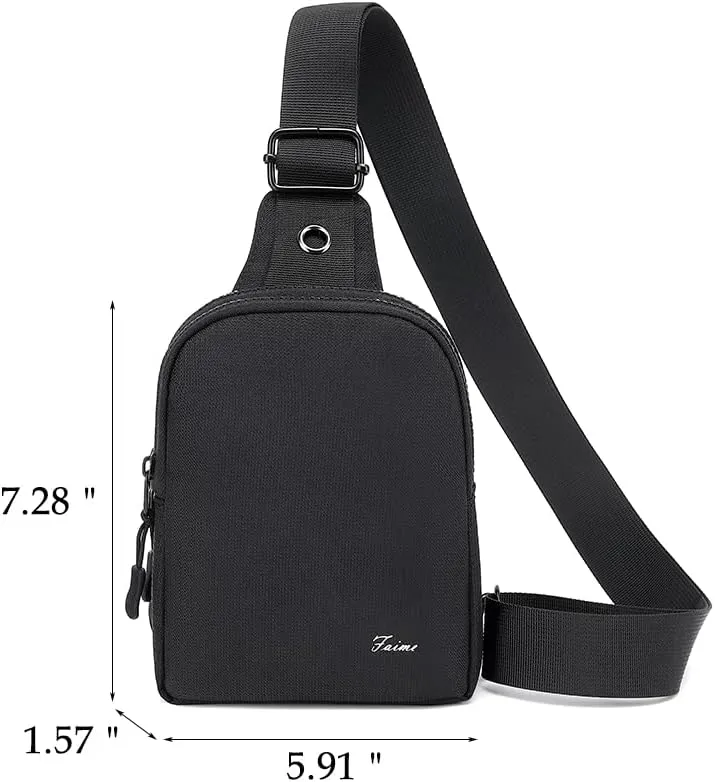 Small Crossbody Bag, Sling Bags for Men Women, Mens Crossbody Bag with Adjustable Strap, Chest Bag for Running, Hiking (Black)