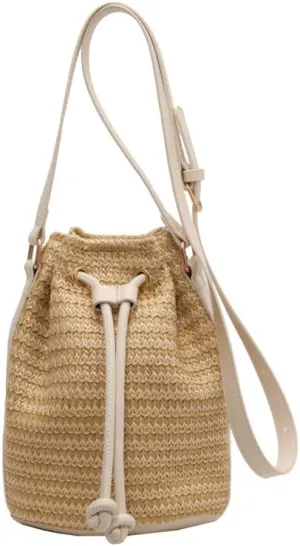 Small Crossbody Purses Women Y2k Beach Crochet Bucket Bags Drawstring Straw Bag Cute Bag
