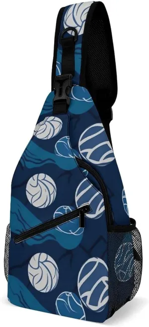 Small Crossbody Sling Backpack Blue Volleyball Chest Bags for Traveling Chest Fashion Shoulder Bag