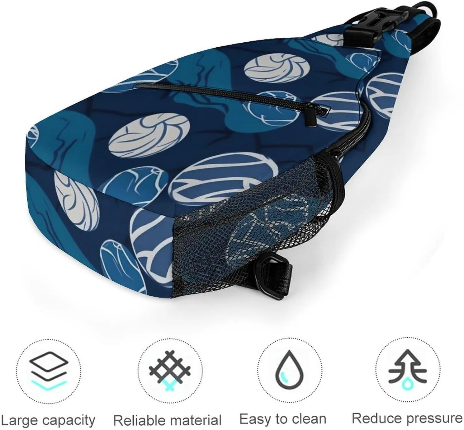Small Crossbody Sling Backpack Blue Volleyball Chest Bags for Traveling Chest Fashion Shoulder Bag
