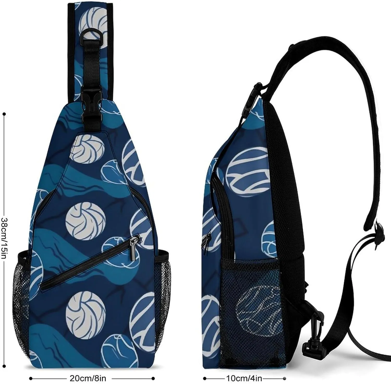 Small Crossbody Sling Backpack Blue Volleyball Chest Bags for Traveling Chest Fashion Shoulder Bag
