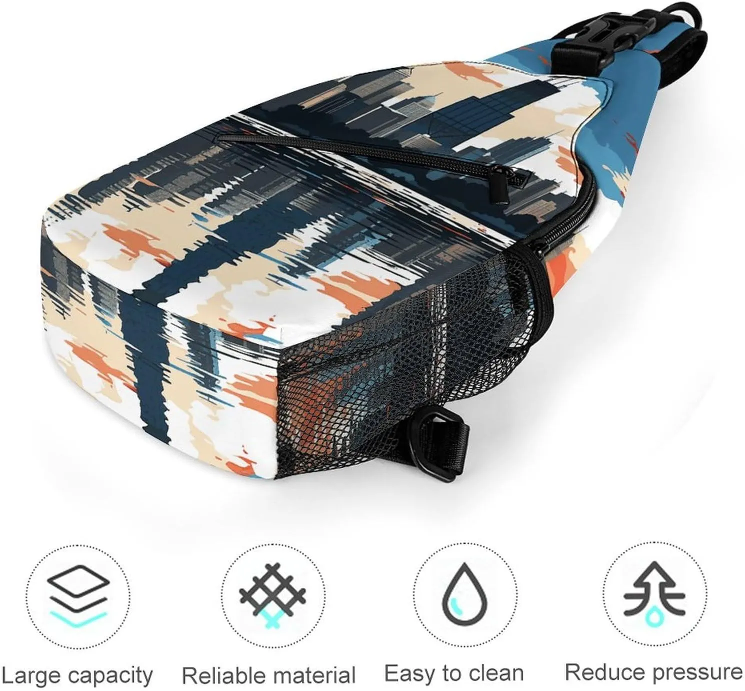Small Crossbody Sling Backpack Chicago Skyline Chest Bags for Traveling Chest Fashion Shoulder Bag
