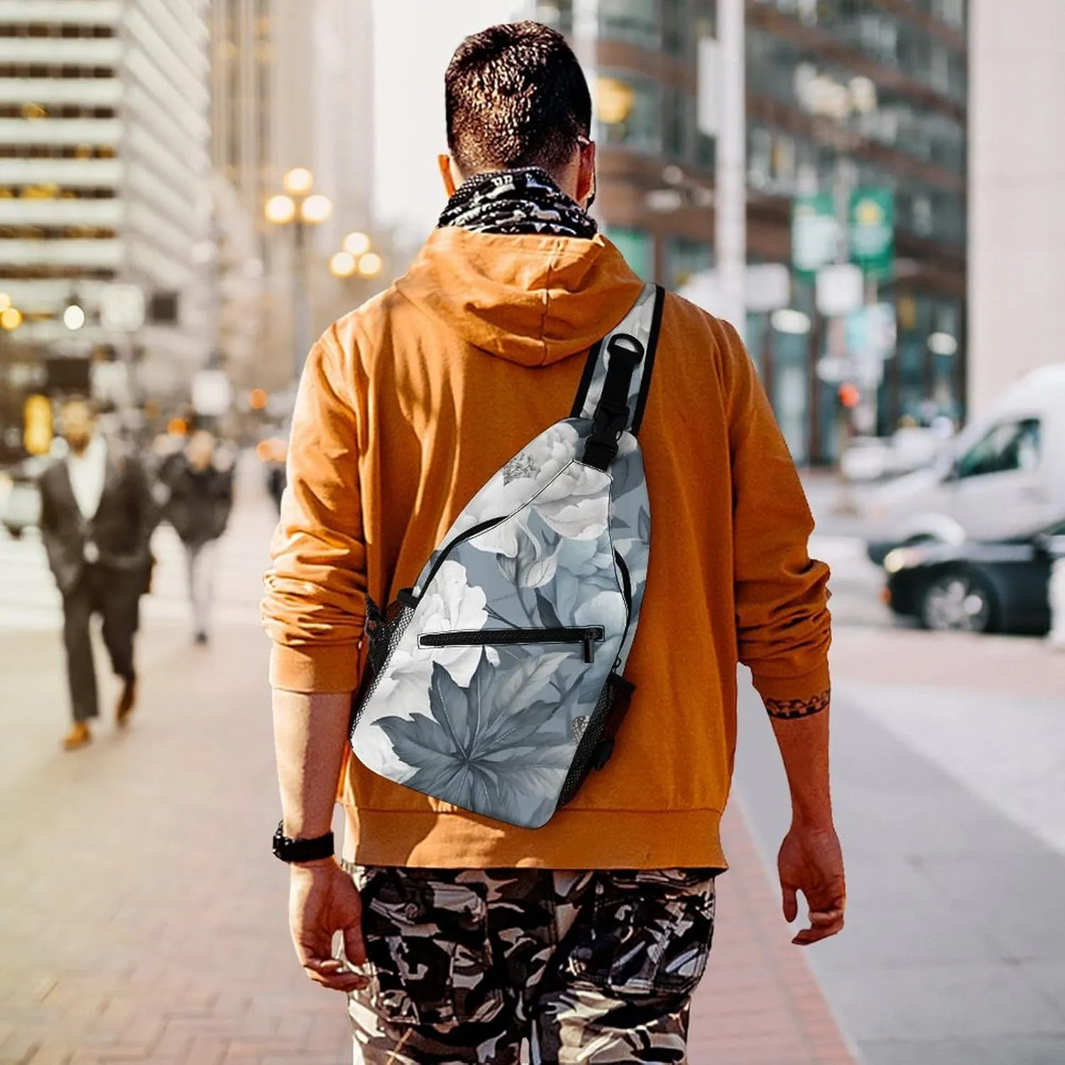 Small Crossbody Sling Backpack Mustard Yellow And Brown Chest Bags for Traveling Chest Fashion Shoulder Bag