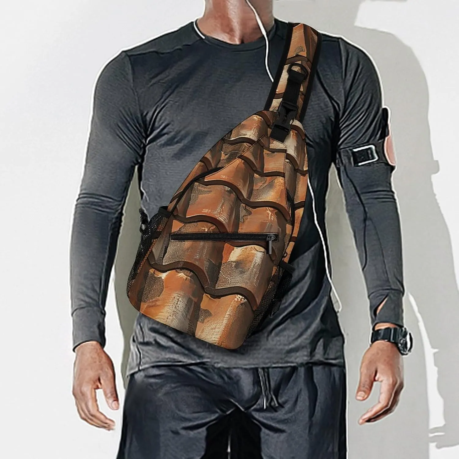 Small Crossbody Sling Backpack Mustard Yellow And Brown Chest Bags for Traveling Chest Fashion Shoulder Bag