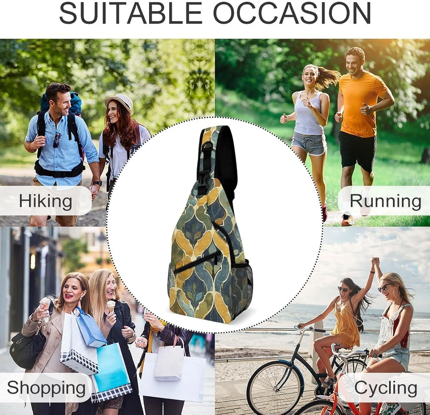 Small Crossbody Sling Backpack Mustard Yellow And Brown Chest Bags for Traveling Chest Fashion Shoulder Bag