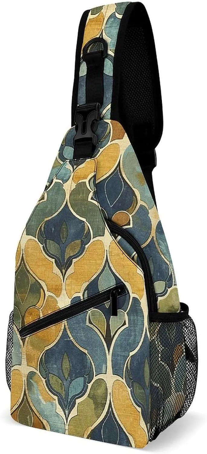 Small Crossbody Sling Backpack Mustard Yellow And Brown Chest Bags for Traveling Chest Fashion Shoulder Bag