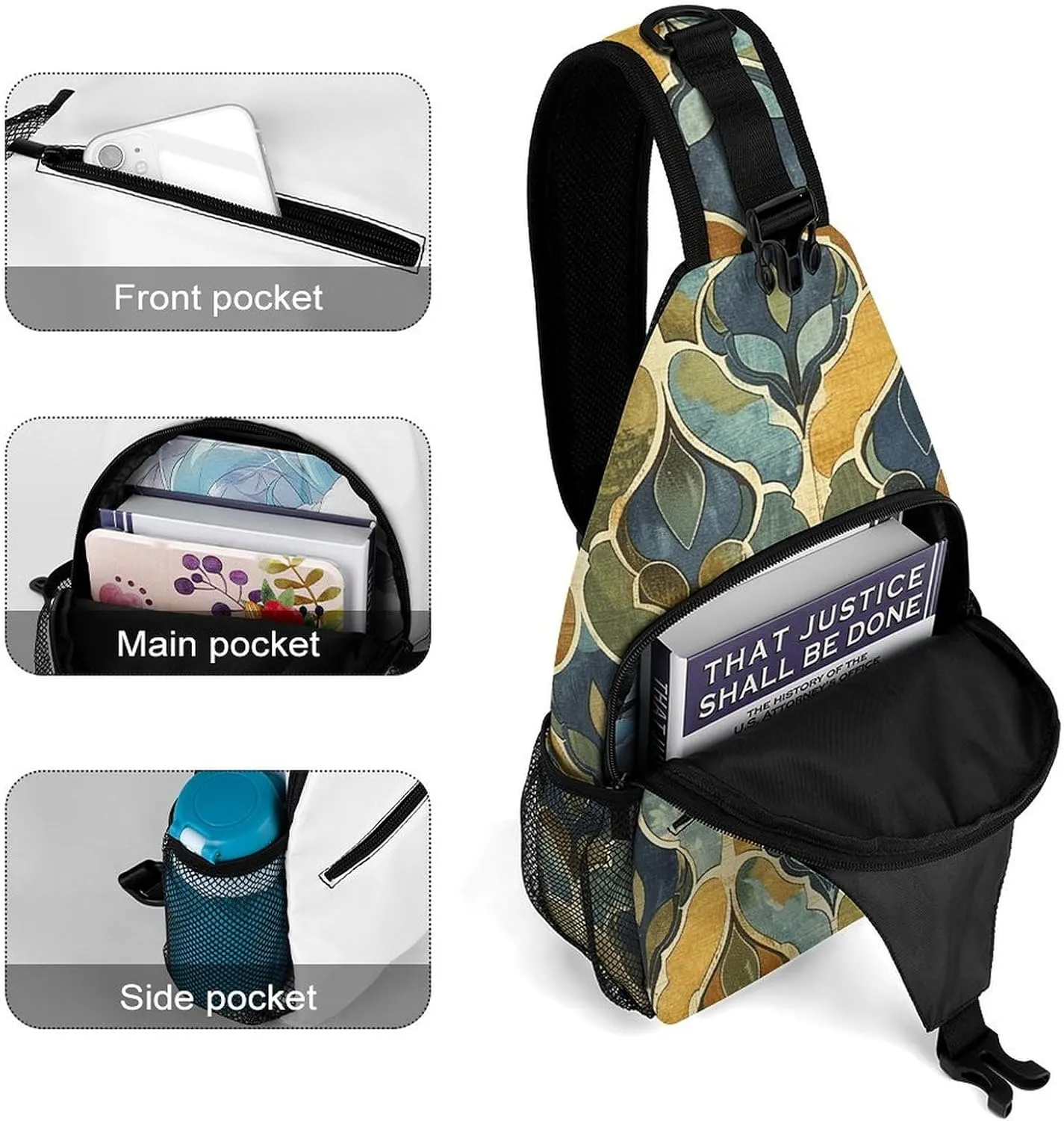 Small Crossbody Sling Backpack Mustard Yellow And Brown Chest Bags for Traveling Chest Fashion Shoulder Bag