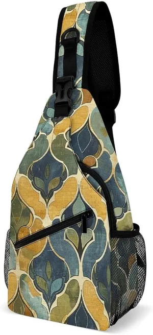 Small Crossbody Sling Backpack Mustard Yellow And Brown Chest Bags for Traveling Chest Fashion Shoulder Bag