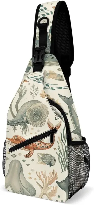 Small Crossbody Sling Backpack Mustard Yellow And Brown Chest Bags for Traveling Chest Fashion Shoulder Bag