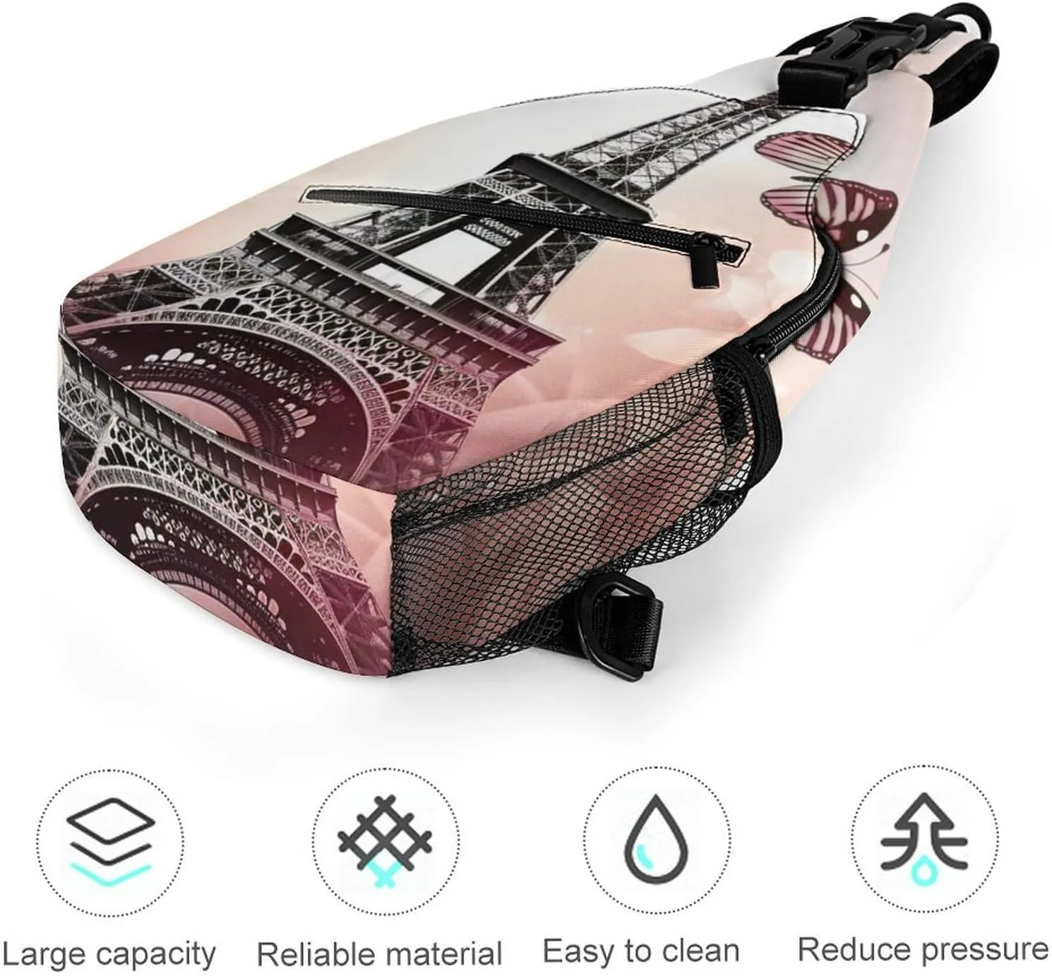 Small Crossbody Sling Backpack Paris And Butterfly Chest Bags for Traveling Chest Fashion Shoulder Bag