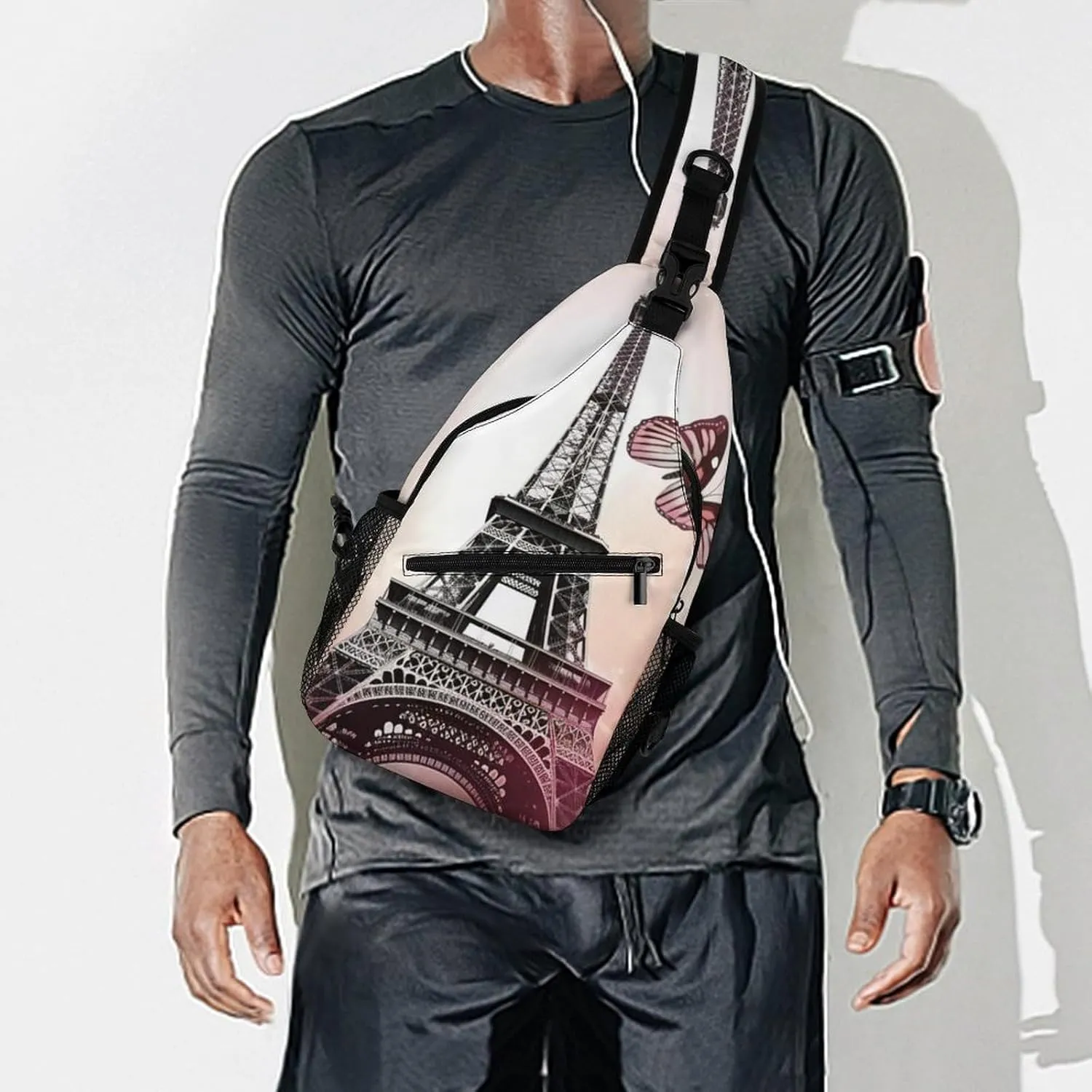 Small Crossbody Sling Backpack Paris And Butterfly Chest Bags for Traveling Chest Fashion Shoulder Bag