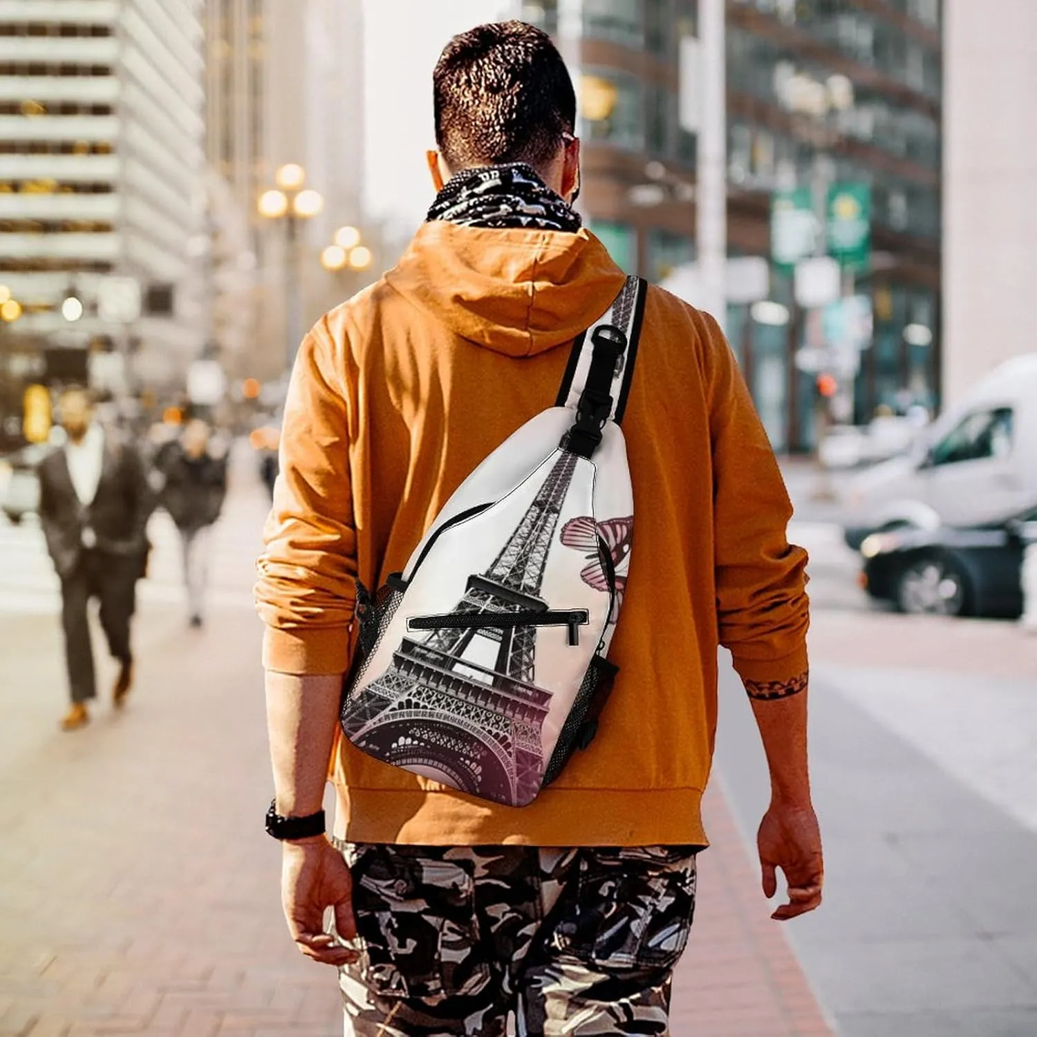 Small Crossbody Sling Backpack Paris And Butterfly Chest Bags for Traveling Chest Fashion Shoulder Bag