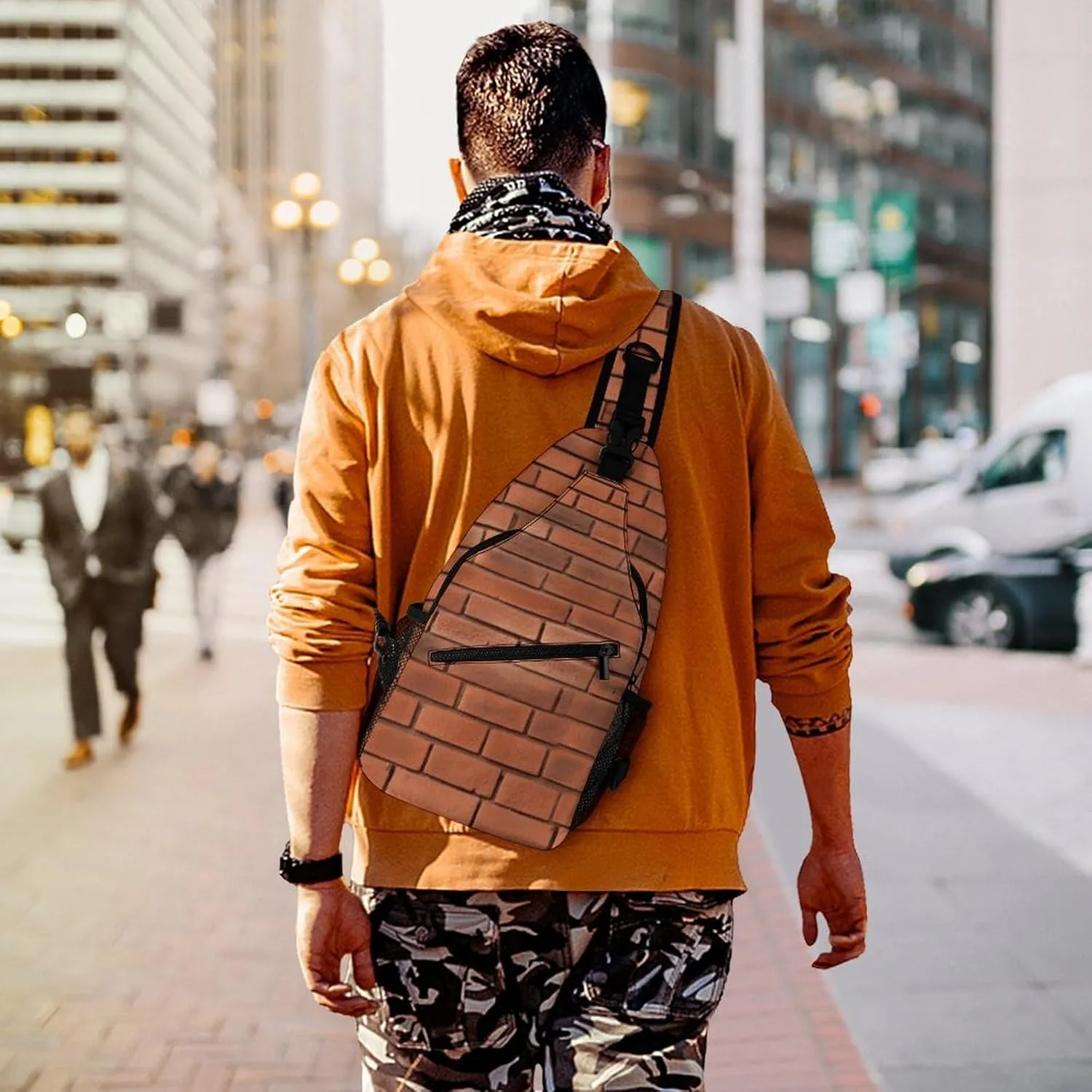 Small Crossbody Sling Backpack Red Brick Wall Texture Chest Bags for Traveling Chest Fashion Shoulder Bag