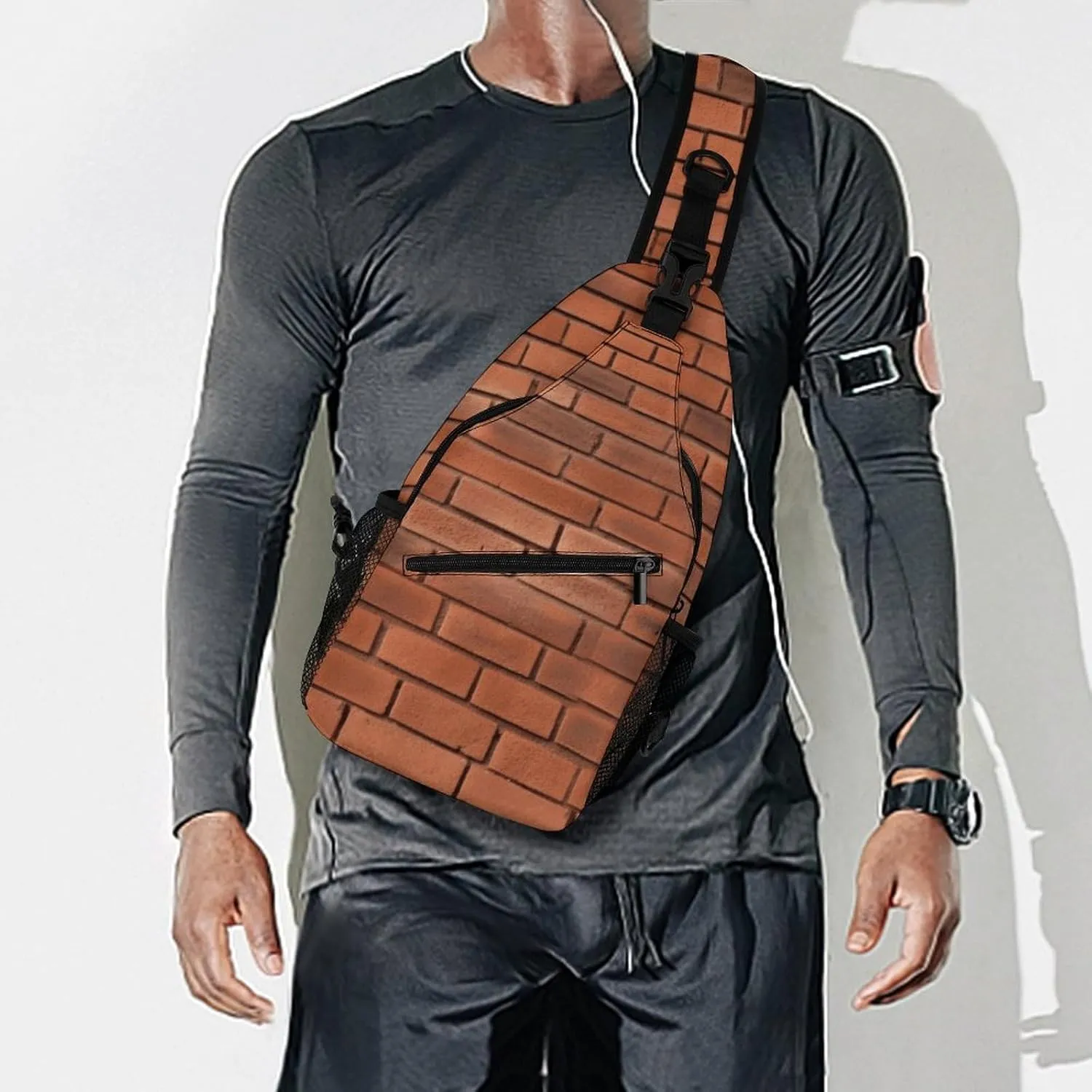 Small Crossbody Sling Backpack Red Brick Wall Texture Chest Bags for Traveling Chest Fashion Shoulder Bag