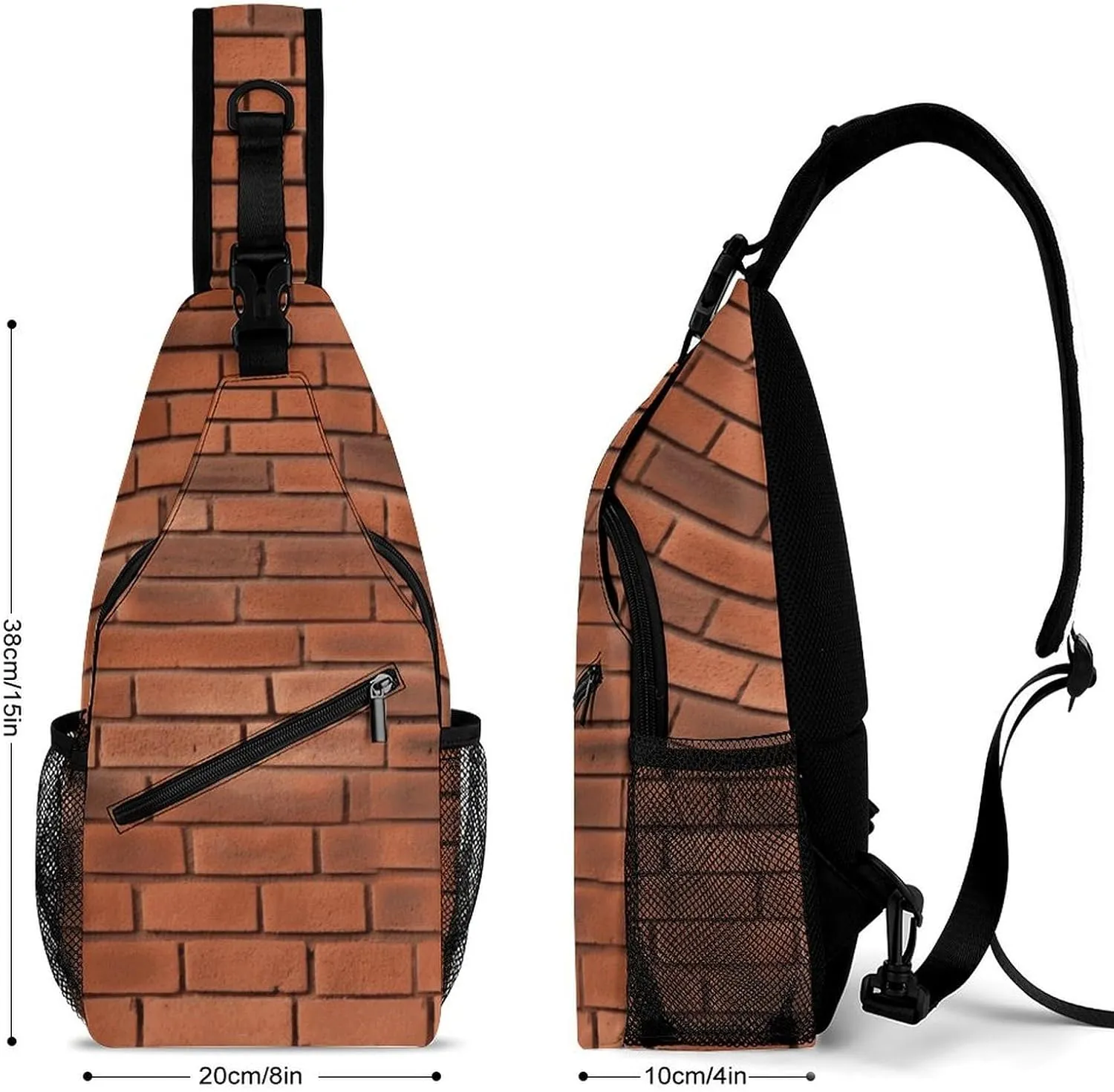 Small Crossbody Sling Backpack Red Brick Wall Texture Chest Bags for Traveling Chest Fashion Shoulder Bag