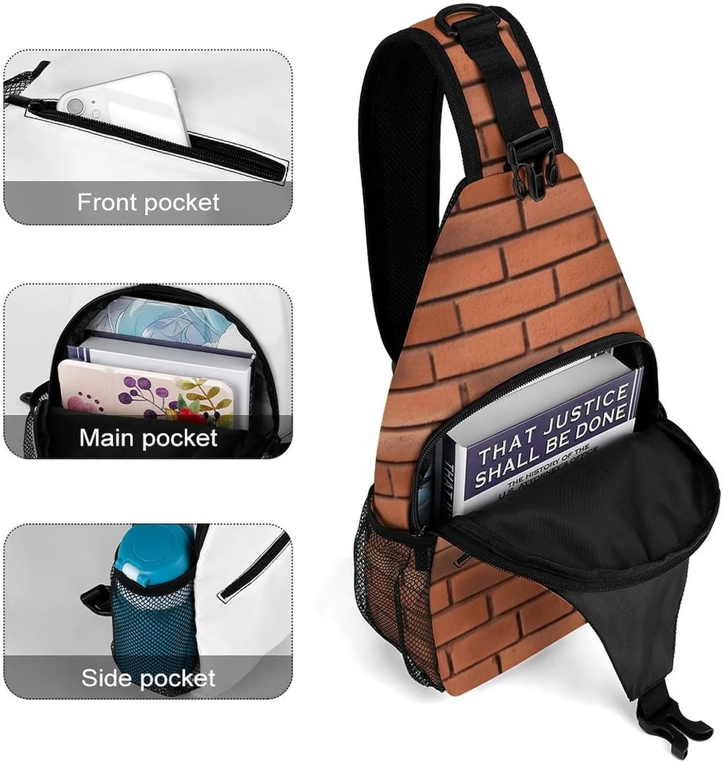 Small Crossbody Sling Backpack Red Brick Wall Texture Chest Bags for Traveling Chest Fashion Shoulder Bag