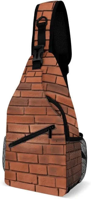 Small Crossbody Sling Backpack Red Brick Wall Texture Chest Bags for Traveling Chest Fashion Shoulder Bag