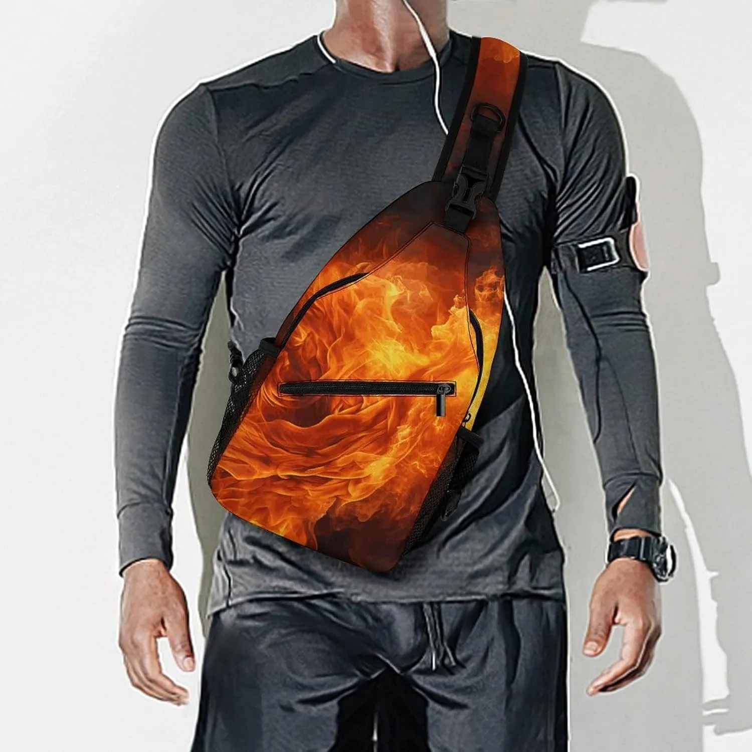 Small Crossbody Sling Backpack Roaring Flame Chest Bags for Traveling Chest Fashion Shoulder Bag