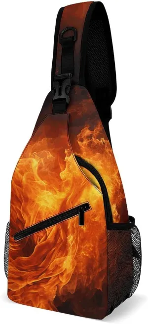 Small Crossbody Sling Backpack Roaring Flame Chest Bags for Traveling Chest Fashion Shoulder Bag