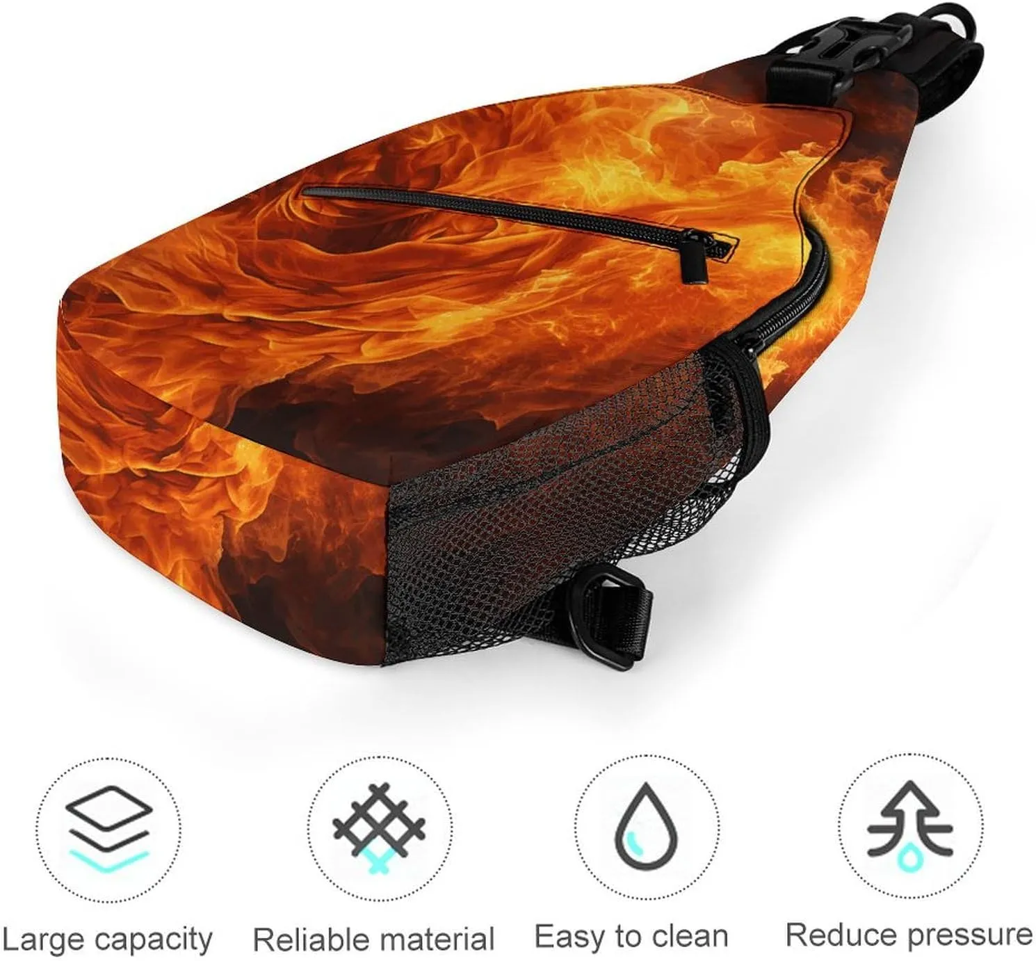 Small Crossbody Sling Backpack Roaring Flame Chest Bags for Traveling Chest Fashion Shoulder Bag