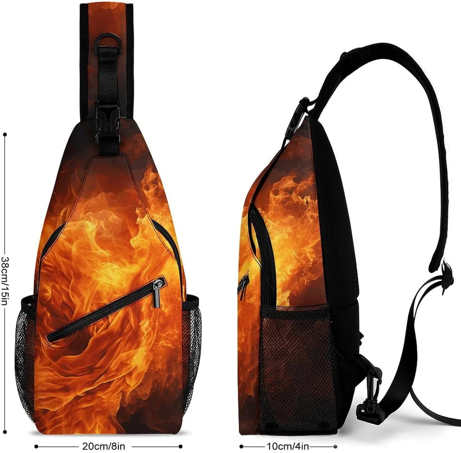 Small Crossbody Sling Backpack Roaring Flame Chest Bags for Traveling Chest Fashion Shoulder Bag