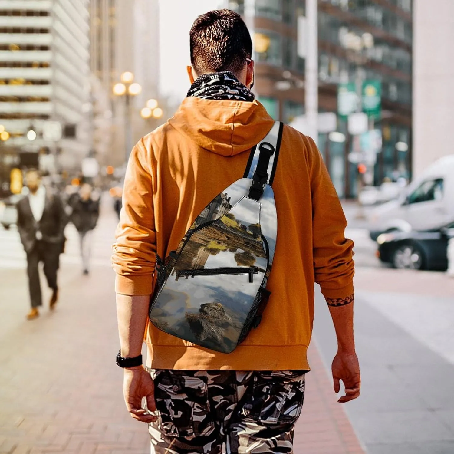 Small Crossbody Sling Backpack Scotland Castle Water Lake Scottish Chest Bags for Traveling Chest Fashion Shoulder Bag