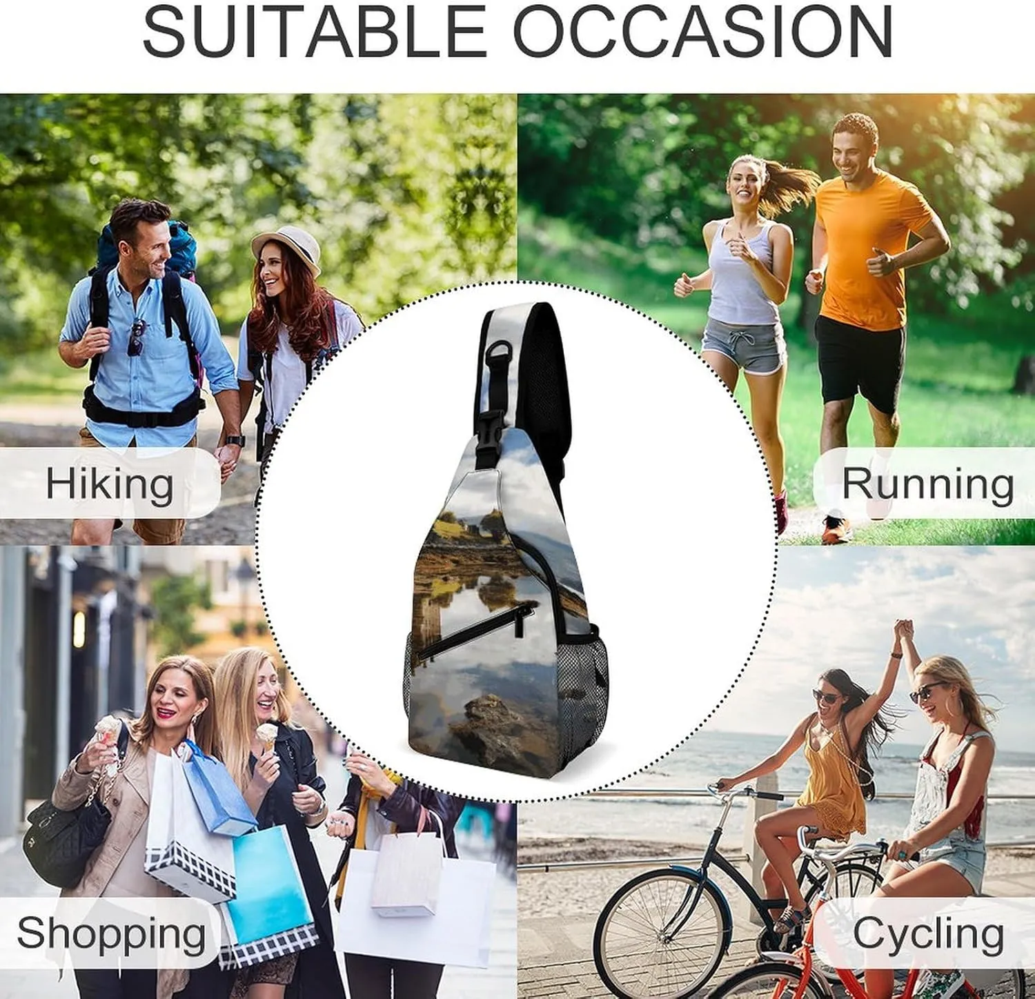 Small Crossbody Sling Backpack Scotland Castle Water Lake Scottish Chest Bags for Traveling Chest Fashion Shoulder Bag