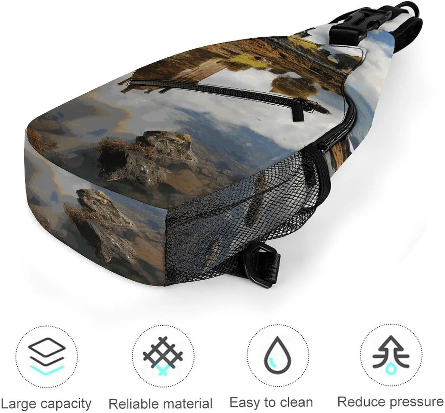 Small Crossbody Sling Backpack Scotland Castle Water Lake Scottish Chest Bags for Traveling Chest Fashion Shoulder Bag
