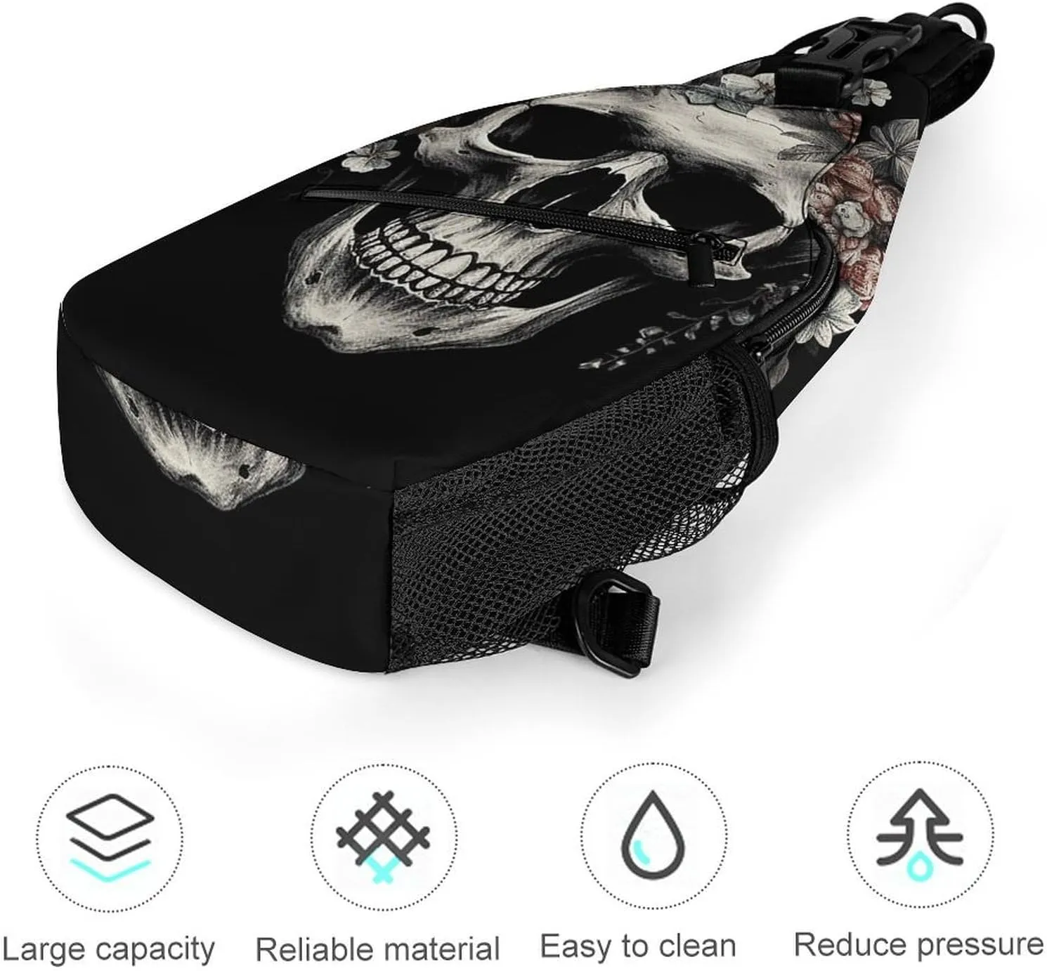 Small Crossbody Sling Backpack Skull in Darkness Chest Bags for Traveling Chest Fashion Shoulder Bag