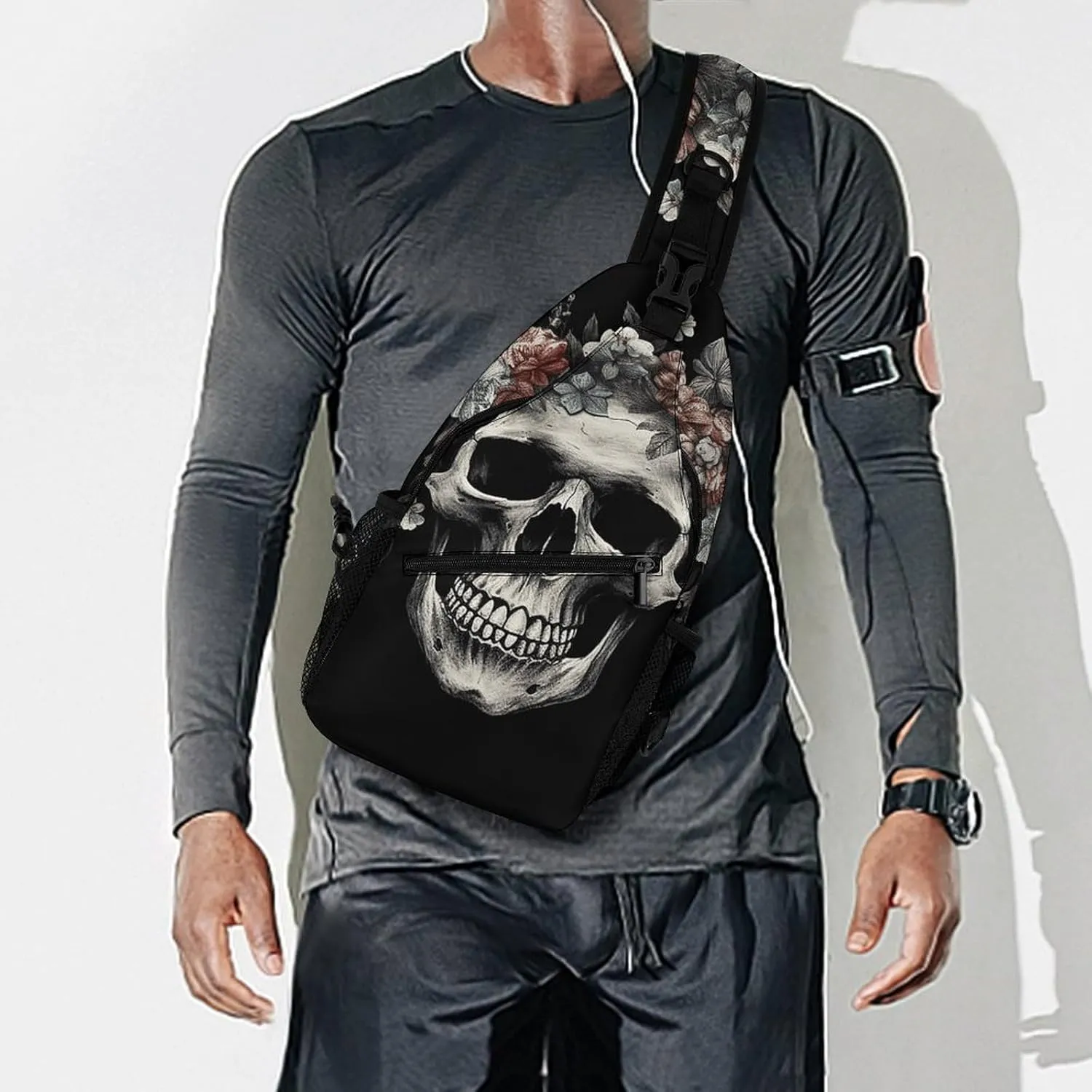 Small Crossbody Sling Backpack Skull in Darkness Chest Bags for Traveling Chest Fashion Shoulder Bag
