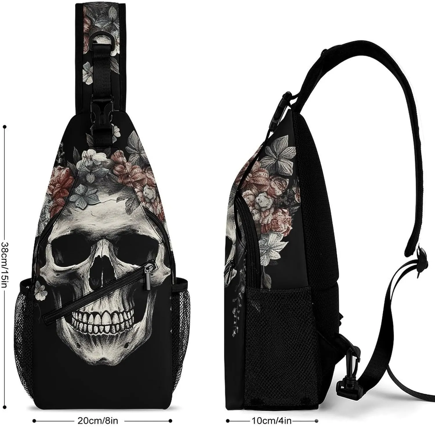 Small Crossbody Sling Backpack Skull in Darkness Chest Bags for Traveling Chest Fashion Shoulder Bag