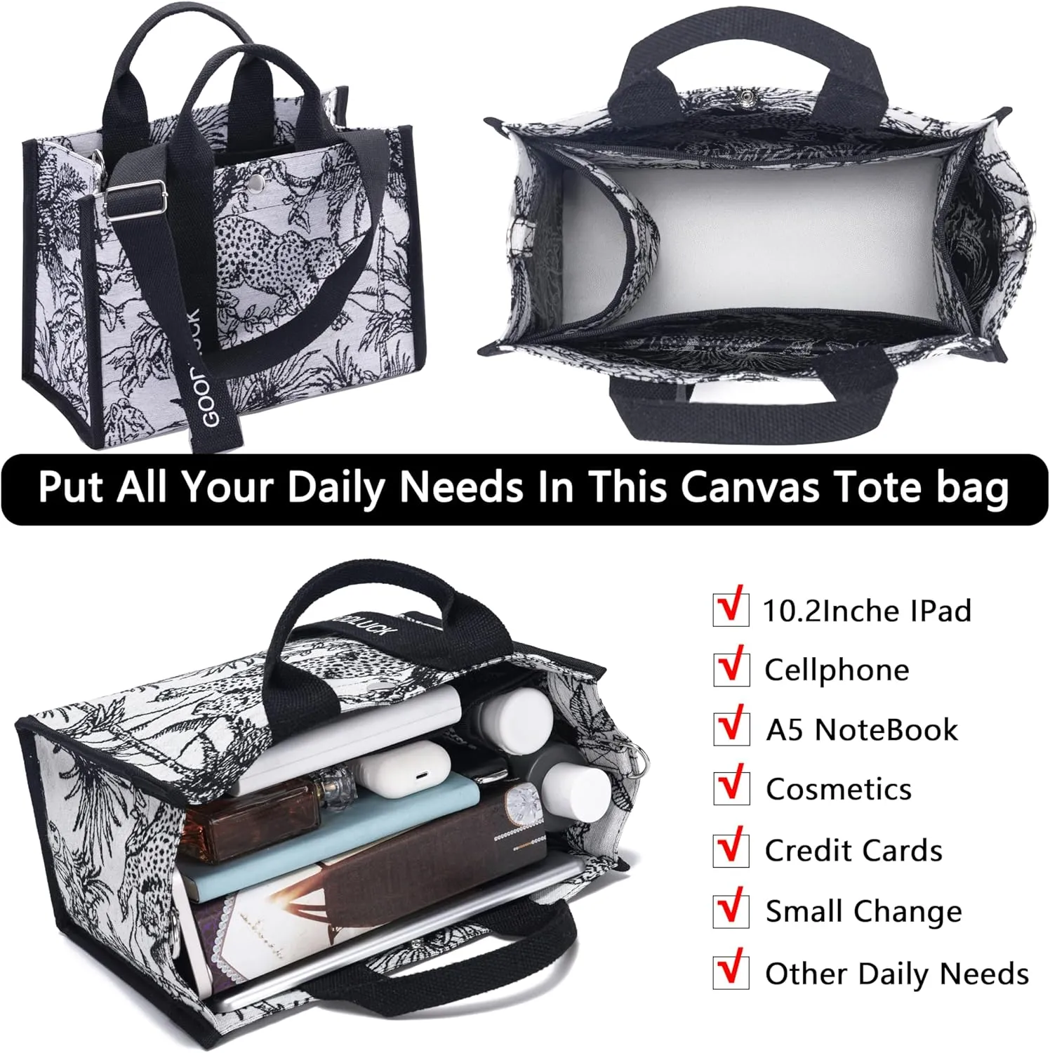 Small Cute Canvas Tote Bag for Women,Crossbody Purse Everyday Satchel Shoulder Work Bags Handbags for Gift Beach Book