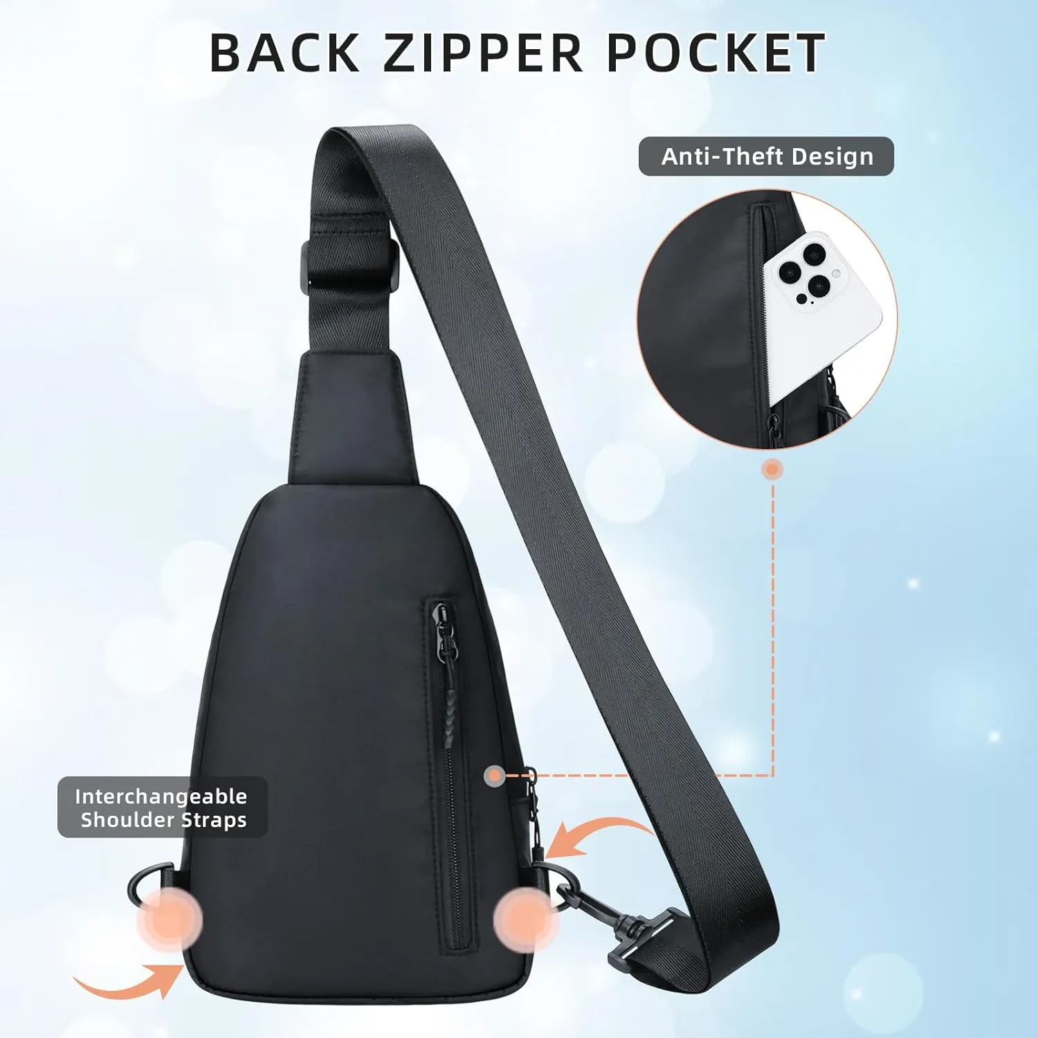 Small Initial Sling Crossbody Bags for Girls Women Fanny Pack Chest Bag Purse Personalized Birthday Gift - Black - J