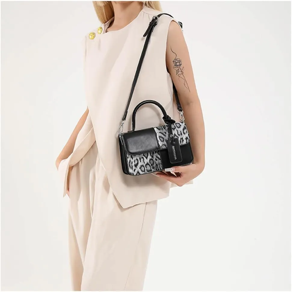 Small Leopard Print Top Handle Tote Bag with Shoulder Strap Cheetah Print Satchel Handbag Leopard Crossbody Shoulder Bag