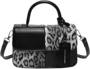 Small Leopard Print Top Handle Tote Bag with Shoulder Strap Cheetah Print Satchel Handbag Leopard Crossbody Shoulder Bag