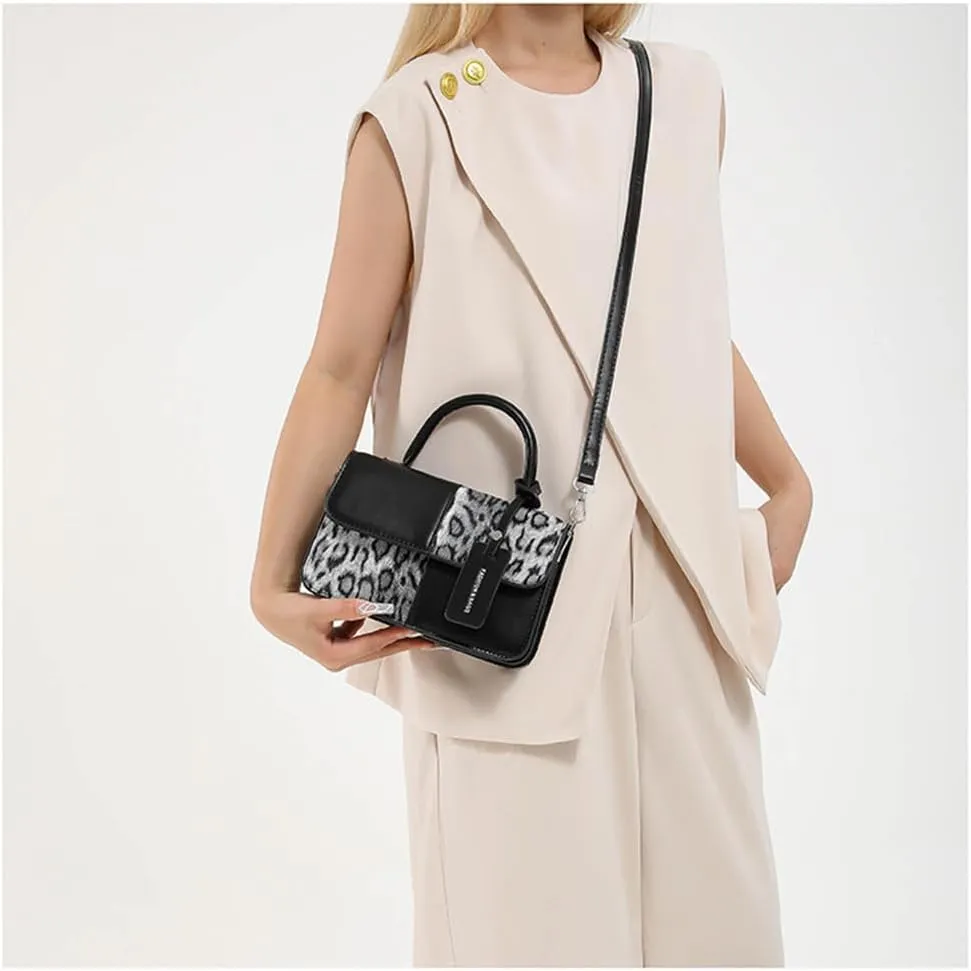 Small Leopard Print Top Handle Tote Bag with Shoulder Strap Cheetah Print Satchel Handbag Leopard Crossbody Shoulder Bag