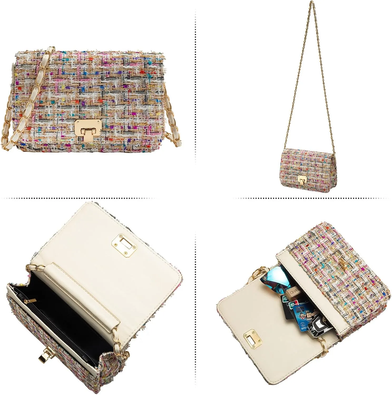 Small Shoulder Bag for Women Mini Purse Handbag PU Leather Crossbody Evening Bag Quilted Satchel, with Chain Strap
