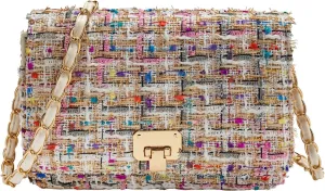Small Shoulder Bag for Women Mini Purse Handbag PU Leather Crossbody Evening Bag Quilted Satchel, with Chain Strap