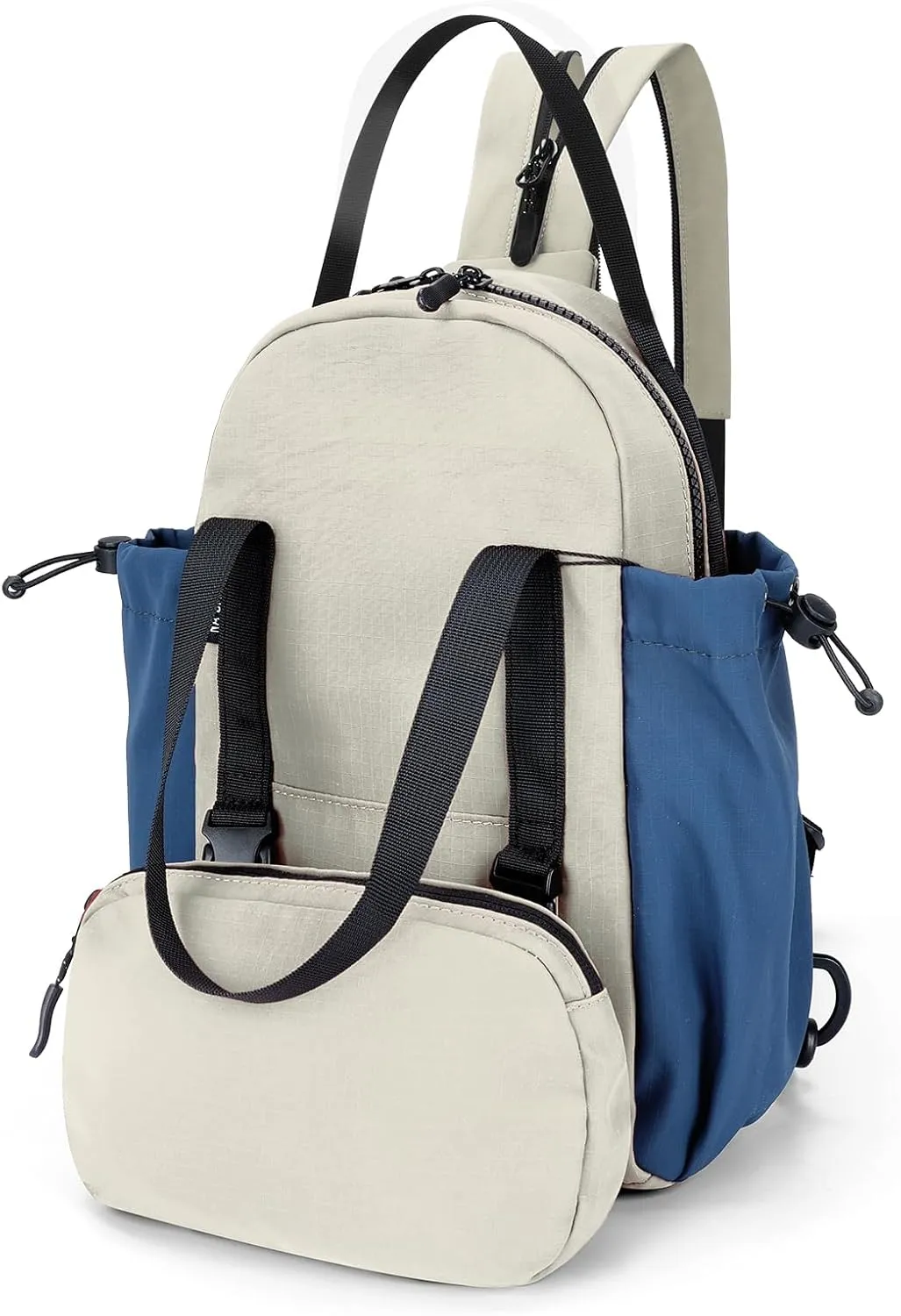 Small Sling Backpack Convertible Crossbody Bags, Nylon Casual Daypack with Small Removable Purse Bag for Women, Grey