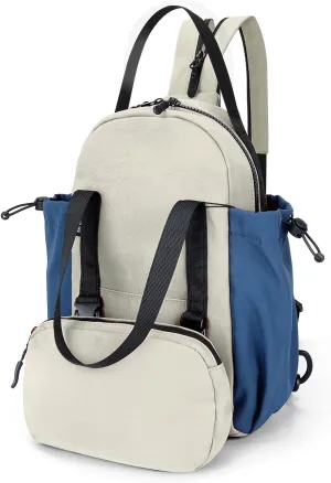Small Sling Backpack Convertible Crossbody Bags, Nylon Casual Daypack with Small Removable Purse Bag for Women, Grey