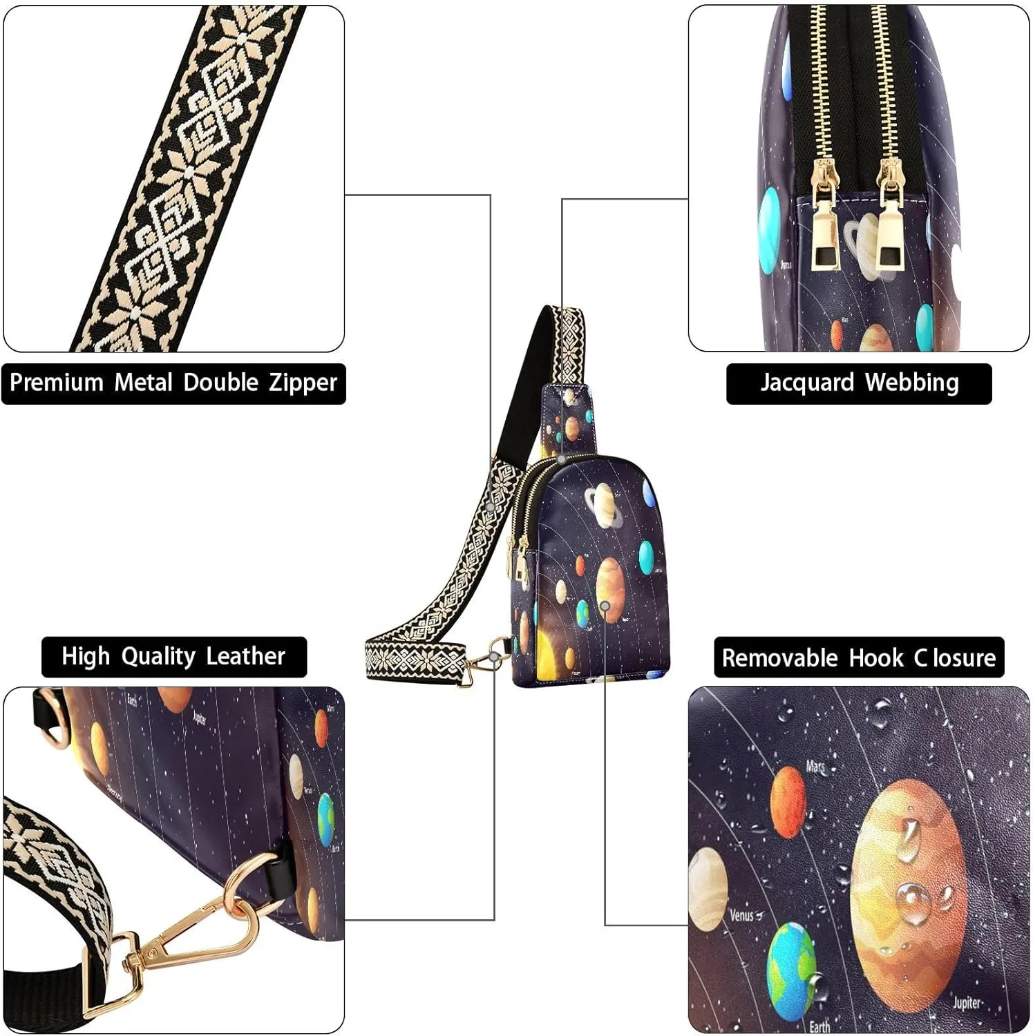 Small Sling Bag Cactus Succulent Floral Trendy Crossbody Bag Fashion Waist Packs Watercolor Leather Chest Bag