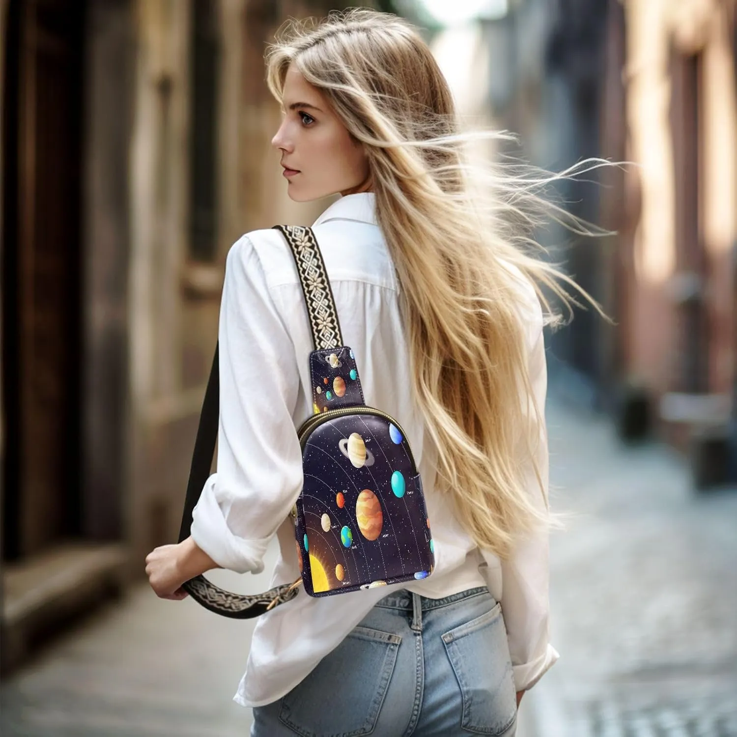 Small Sling Bag Cactus Succulent Floral Trendy Crossbody Bag Fashion Waist Packs Watercolor Leather Chest Bag