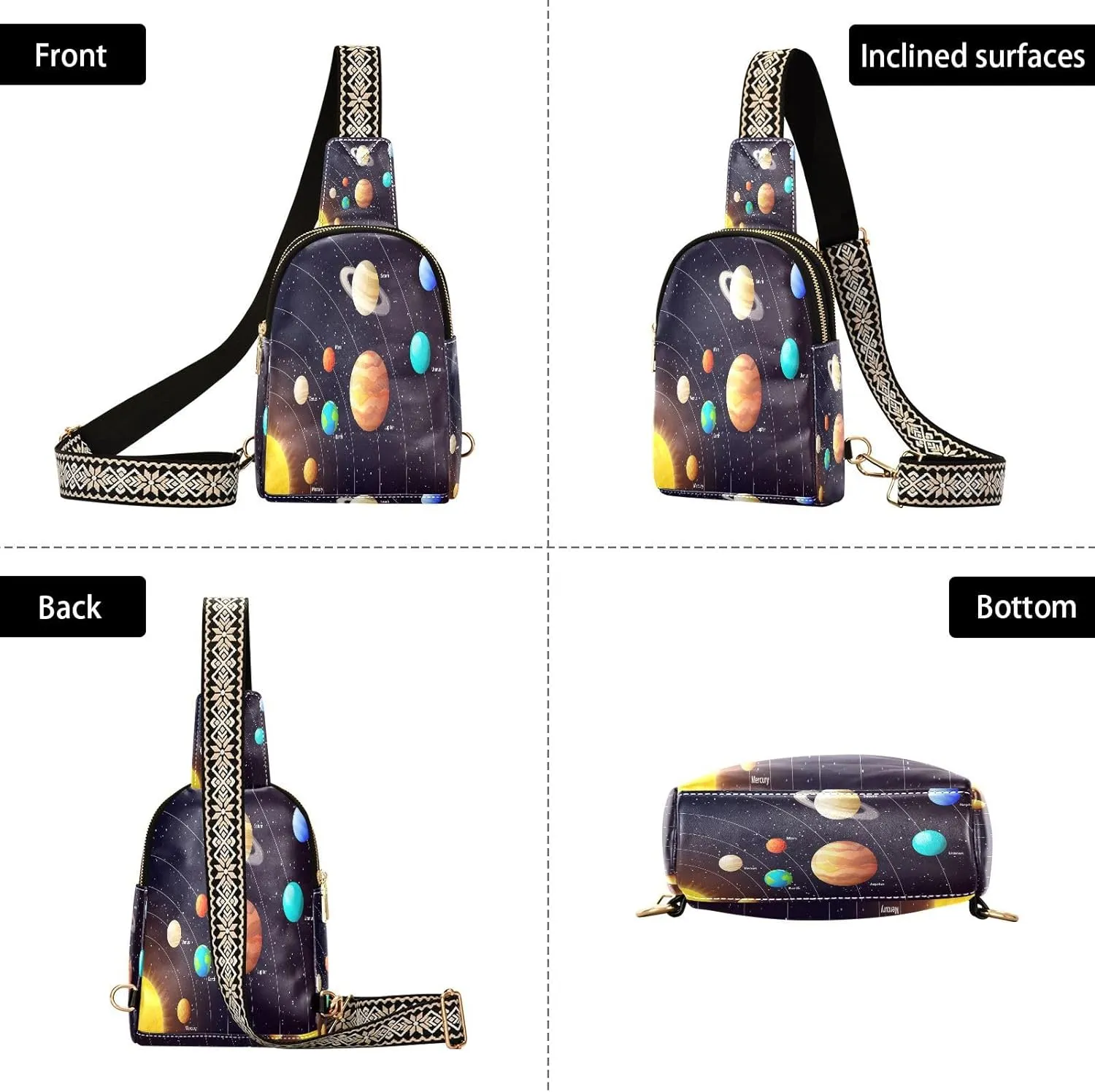 Small Sling Bag Cactus Succulent Floral Trendy Crossbody Bag Fashion Waist Packs Watercolor Leather Chest Bag