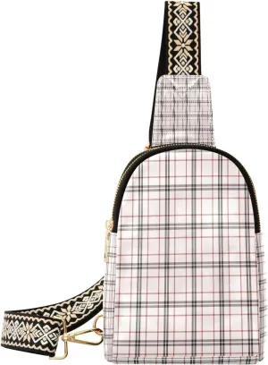 Small Sling Bag for Women Crossbody Spring Color Plaid Trendy Crossbody Bag Fanny Pack with Guitar Strap Leather Chest Bag for Women Fanny Pack Travel Outdoor Outfit