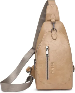 Small Sling Bag for Women - in Vegan Leather Versatile Fanny Pack, Crossbody Bags for Women with Adjustable Guitar Belt Suitable, Khaki