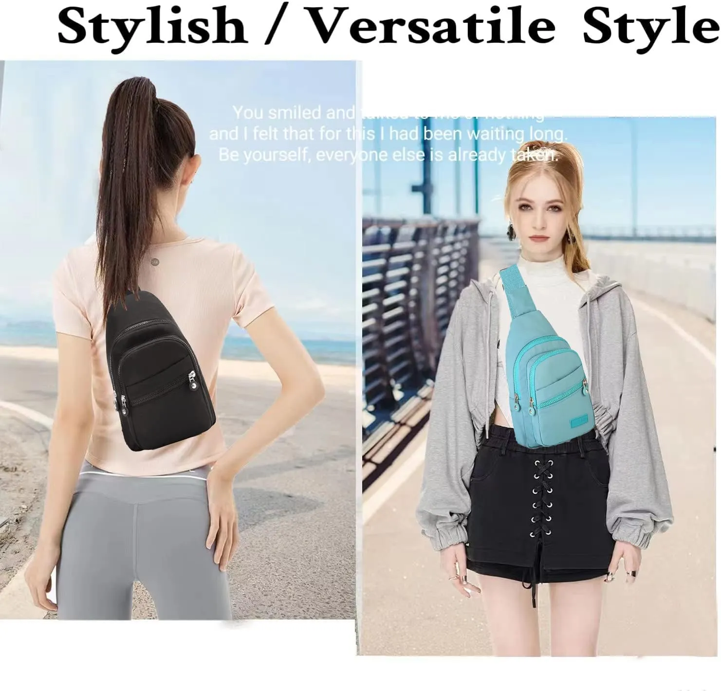 Small Sling Bag for Women, Sling Backpack Daypack Fanny Pack Crossbody Bags for Hiking Travel Sports Running