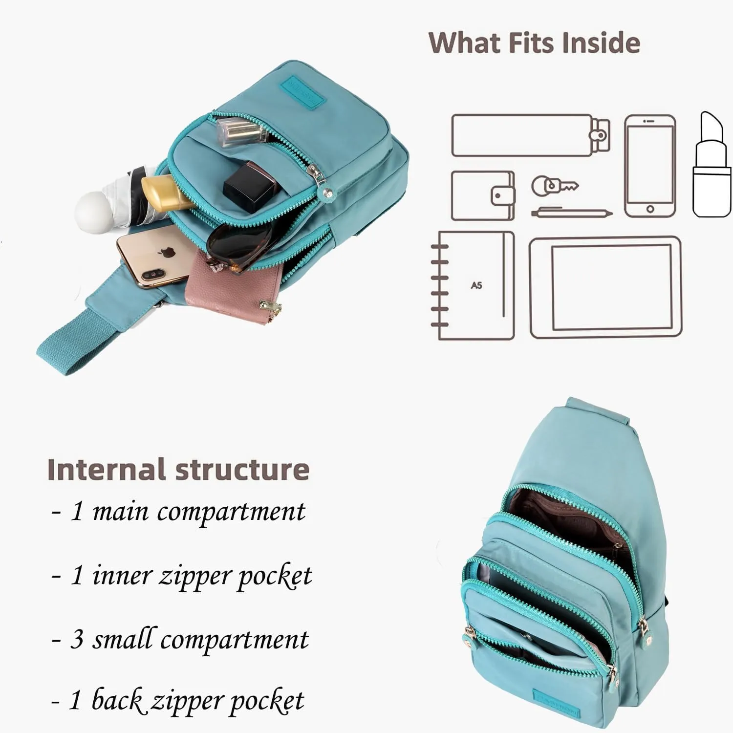 Small Sling Bag for Women, Sling Backpack Daypack Fanny Pack Crossbody Bags for Hiking Travel Sports Running